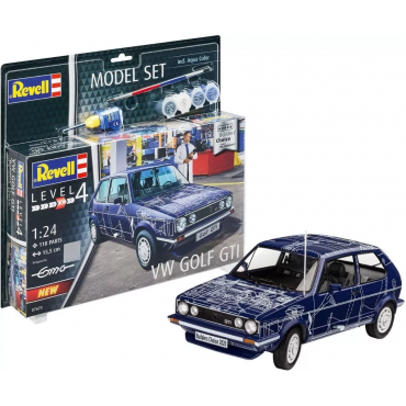 KIT PARA MONTAR REVELL MODEL SET VOLKSWAGEN GOLF GTI 1/24 118 PEÇAS COMPLETO COM TINTAS COLA E PINCEL REV 67673